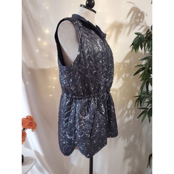Chicos Zenergy Womens Reversible Quilted Celestial Vest Size 2 L 12/14 Navy Blue - Picture 5 of 13